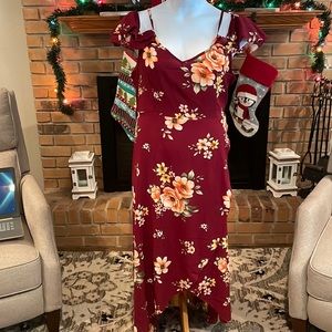 NWT Burgundy Floral Maxi Dress 3X
